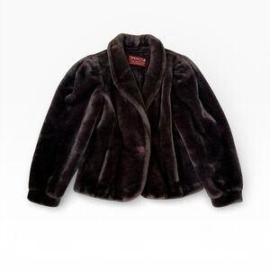 Vintage Sassoon Jr Faux Fur Jacket Size 13 Kids XL Brown Plush Coat